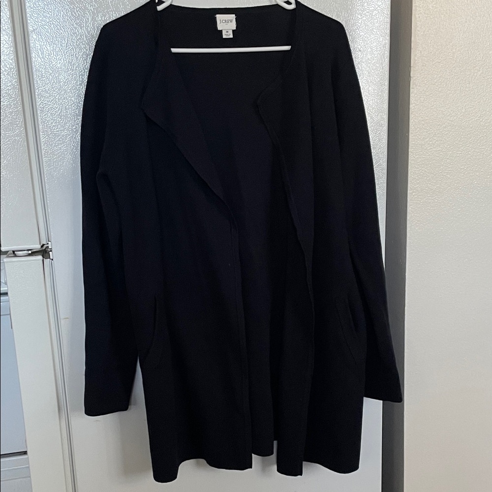 J. Crew Médium 100% Black Open-Front Knit Oversized‎ Cardigan with Pockets
